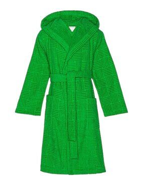 Bottega Veneta Terry Bath Robe Green w/hood Med or Lg 656096 Italy